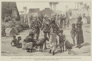 La spedizione del Nilo, il corpo dei cammelli delle guardie in viaggio verso Dongola, acquisto di latte al villaggio di Magrekah