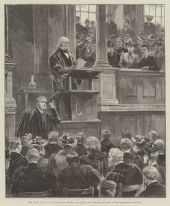 Il molto onorevole W E Gladstone a Oxford, tenendo la lezione Romanes nel teatro Sheldonian da William Heysham Overend