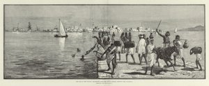 La guerra in Sudan, Massowah, dalla Seconda Isola, che mostra la diga da William Heysham Overend