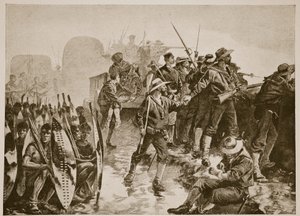 La guerra Zulu: difesa di un accampamento contro un attacco Zulu da William Heysham Overend