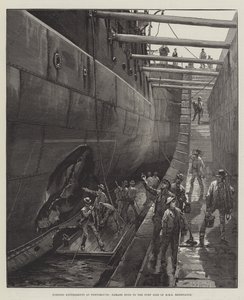 Esperimenti con siluri a Portsmouth, danni al lato sinistro della HMS Resistance