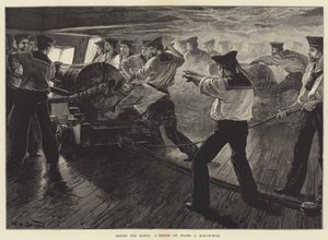 Provando la portata, uno schizzo a bordo di una nave da guerra