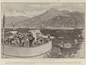 Visita alle navi da guerra giapponesi Akagi e Hiyei nel porto di Nagasaki, dopo la battaglia del Yalu da William Heysham Overend