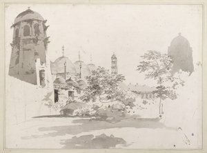 Veduta della Cuttera costruita da Jaffier Cawn a Murishidbad, c.1781 da William Hodges