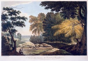 Villaggio collinare nel distretto di Bauhelepoor, 1787 da William Hodges