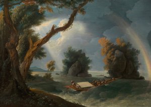 Tempesta sul Gange, con la signora Hastings vicino alle rocce di Col-gon da William Hodges