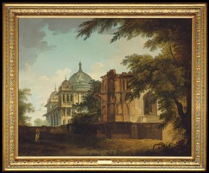 Veduta di una Moschea a Mounheer da William Hodges