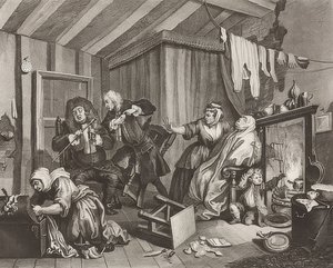 Il progresso di una prostituta / Il cammino di una cortigiana. Foglio 5: La morte, 1732 da William Hogarth