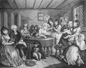 Il progresso di una prostituta, tavola VI, Il funerale da William Hogarth