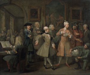 La carriera di un libertino II: Il ricevimento del libertino, 1733 da William Hogarth