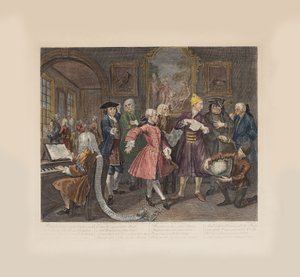 La carriera di un libertino, Tavola 2: Circondato da artisti e professori, ca 1735