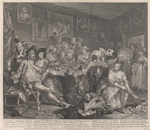 Il progresso di un libertino, tavola 3: Egli gozzoviglia da William Hogarth