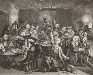 Il progresso di un libertino, Tavola 6: Il libertino in una casa da gioco da William Hogarth