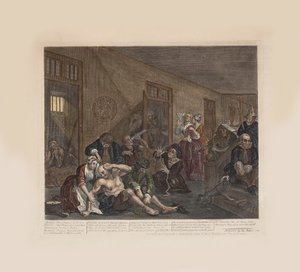 La carriera di un libertino, Tavola 8: Nel manicomio, ca 1735 da William Hogarth