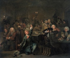 Il progresso di un libertino VI: Il libertino in una casa da gioco, 1733 da William Hogarth