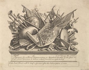 Un arsenale di armi, strumenti musicali, ecc., marzo 1749-50