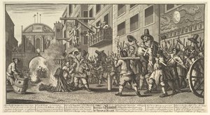 Bruciare i rumps al Temple Bar Dodici grandi illustrazioni per Hudibras di Samuel Butler, 1725-68 da William Hogarth