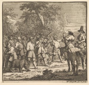 Prima avventura di Hudibras Diciassette piccole illustrazioni per Hudibras di Samuel Butler, n..., 1721-26 da William Hogarth