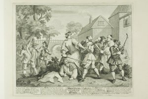 Hudibras sconfitto da Trulla, tavola cinque di Hudibras da William Hogarth