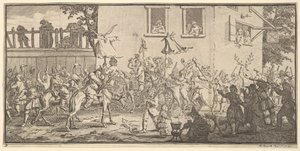 Hudibras e lo Skimmington Diciassette piccole illustrazioni per Hudibras di Samuel Butler da William Hogarth