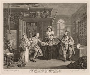 Matrimonio alla Moda: La Scena con il Ciarlatano da William Hogarth