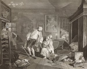 Marriage à la Mode, Blatt 5: Il conte cade nel duello da William Hogarth