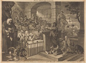 Paolo davanti a Felice, in burlesco da William Hogarth