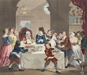 Sancho al banchetto affamato dal suo medico, illustrazione da 