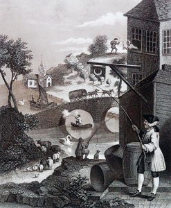 Satira sulla falsa prospettiva da William Hogarth