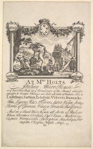 Biglietto da visita per il magazzino italiano della signora Holt, 1720-72 da William Hogarth