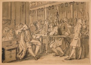 Schizzo per Industria e Ozio - Piatto X, 1747 da William Hogarth