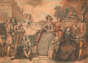 Schizzo per La Conversazione della Famiglia Jones, 1730 da William Hogarth
