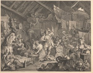 Attrici itineranti che si vestono in un fienile da William Hogarth