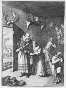 Il curato e il barbiere si travestono per portare Don Chisciotte a casa da William Hogarth