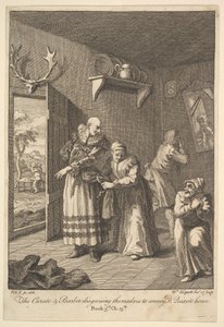 Il curato e il barbiere che si travestono per portare Don Chisciotte a casa da William Hogarth