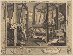 Gli apprendisti compagni ai loro telai da William Hogarth