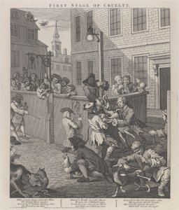 Il Primo Stadio della Crudeltà: Bambini che Torturano Animali da William Hogarth