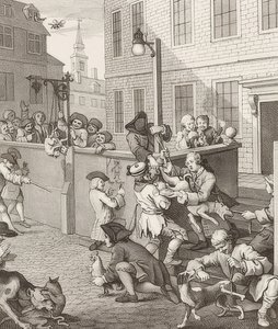 Il primo stadio della crudeltà. Da: I quattro stadi della crudeltà da William Hogarth