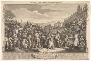 Il giovane pigro giustiziato a Tyburn: Industria e pigrizia, tavola 11 da William Hogarth