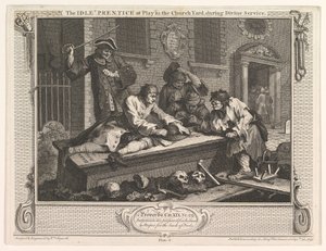 Il giovane pigro che gioca nel cimitero Industria e pigrizia, tavola 3, 30 settembre 1747 da William Hogarth
