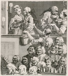 Il pubblico che ride. La visione di Hogarth di Drury Lane con venditrici di arance nel 1733 da William Hogarth
