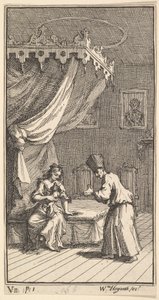 La nuova metamorfosi, Tavola 5: Fantasio, trasformato in un cagnolino, con Donna The da William Hogarth