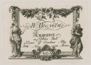Biglietto da visita per W Hogarth da William Hogarth