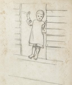 Ragazza in grembiule, in piedi su un davanzale, c. 1868 - 1869