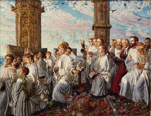 Mattina di maggio al Magdalen College, Oxford, antica cerimonia annuale da William Holman Hunt