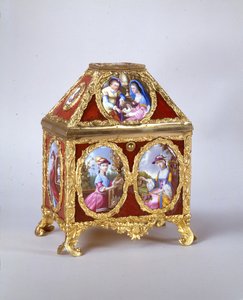 Scrigno di Giorgio III contenente un orologio a verga nello stile di James Cox, c.1770
