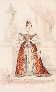 Una dama in abito di corte di ispirazione medievale da William Hopwood