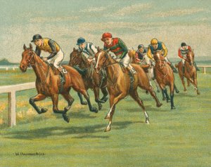 Gare Storiche e Moderne, Corse Piatte, Cavallo, Moderne (cromolitografia) da William Hounsom Byles