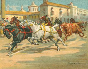 Gare Storiche e Moderne, Corse di Cavalli senza Cavaliere in Italia (cromolitografia)