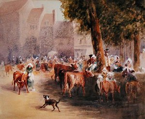 Mattina presto al mercato del bestiame del villaggio da William Hunt